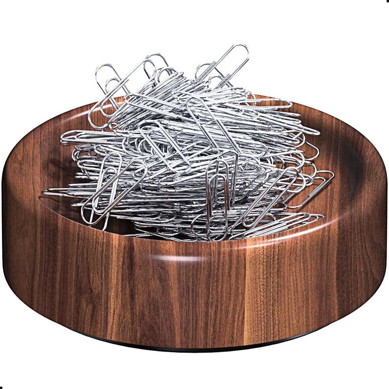 grwanpen ® Magnetic Walnut Wood Paper Clip Holder,Durable Wooden Magnetic Paper Clip Dispenser Metal Pin Organizer Holder Box Large Capacity for School Office Home Paper Clip Holder for Desk - Image 1